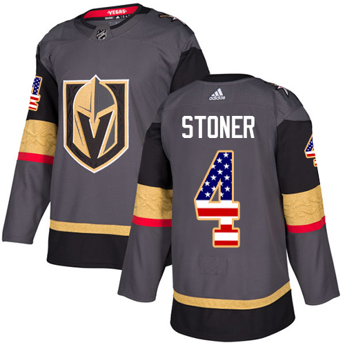 Adidas Golden Knights #4 Clayton Stoner Grey Home Authentic USA Flag Stitched NHL Jersey - Click Image to Close